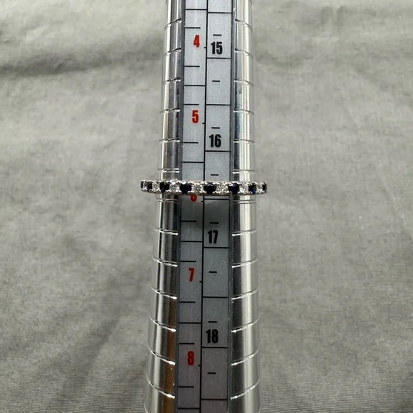 Vera Wang Diamond Love Diamond and Blue Sapphire Band in 14K White Gold - Picture 4 of 8